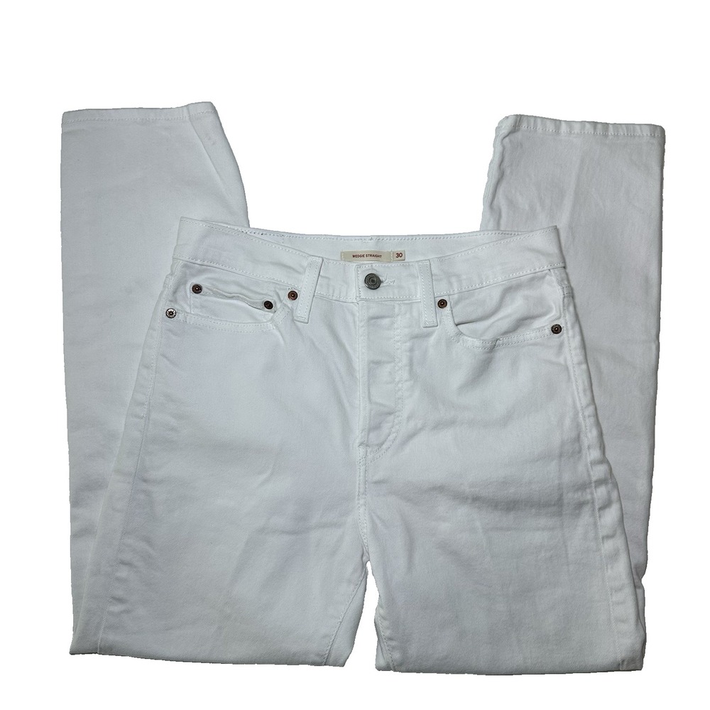 Levi's White Wedgie Straight Ankle Jeans Women's W30 Button Fly High Rise Crop